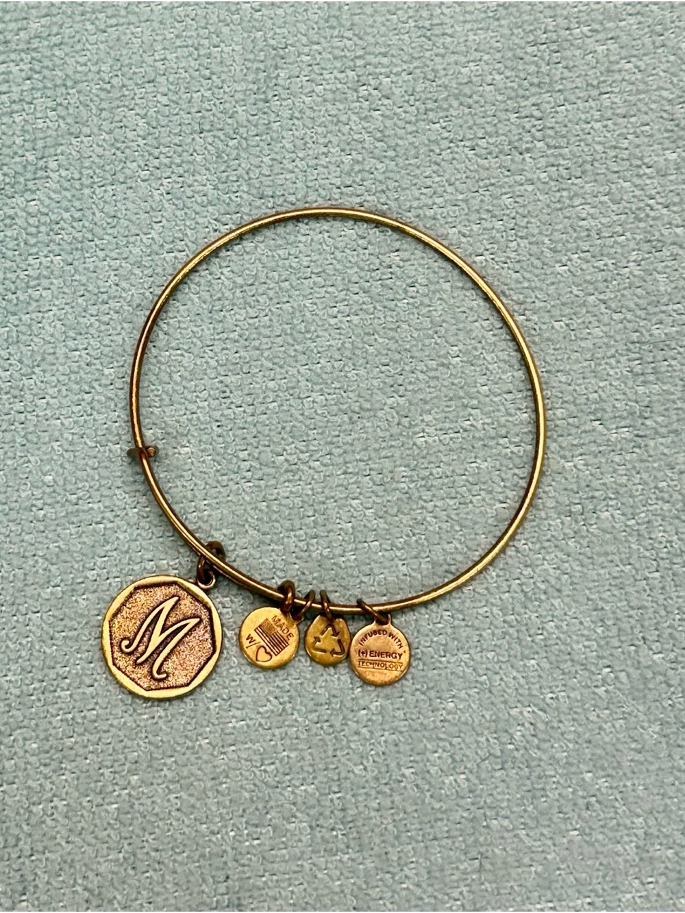 Alex and Ani Gold Initial 'M' Charm Bangle Bracelet